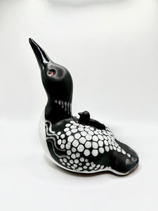 Loon with Chick Sculpture and Whistle. Ships in 2-3 weeks.