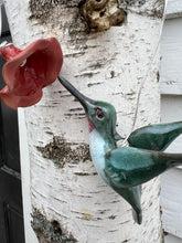 Load image into Gallery viewer, Ruby-Throated Hummingbird Ornament with Flower